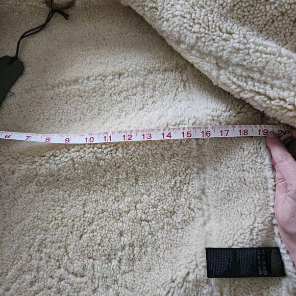 AllSaints Rei Shearling Suede Leather Moto Jacket Size Small in Sand Brown/Ecru - Picture 8 of 11